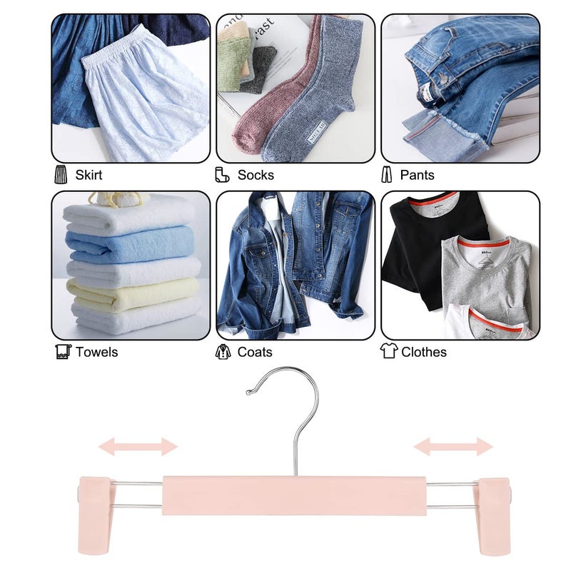 GUANJUNE Clothes Pants Hangers  Space-Saving Skirt Holders with 360  Swivel Hooks  Adjustable Clips  Trouser Hangers  Clothes Coat Garment Jeans Hangers (10 Pack  Pink) - Image 4